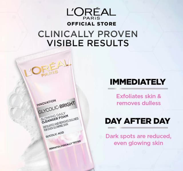 Loreal Paris Glycolic Bright Cleanser Foam 100 Ml