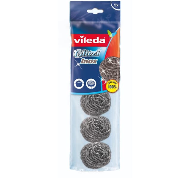 Vileda Inox Dish Washing Metallic Spiral Scourer 5 Pcs