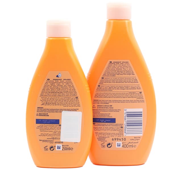 Johnsons Vitarich Smoothing Body Wash With Papaya Extract 400 Ml 250 Ml