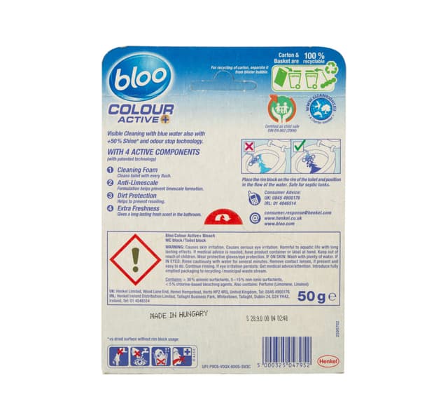 Bloo Toilet Rim Block Color Active Bleach 50 G