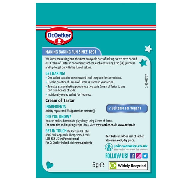 Oetker Cream Of Tartar 6 5 G