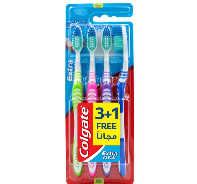 Colgate Extra Clean Medium Toothbrush Assorted Colour 4 Pcs