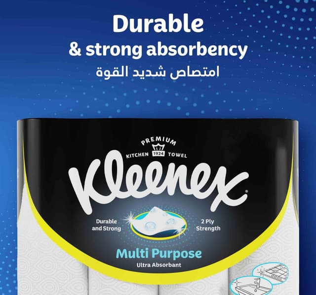 Kleenex Multi Purpose Kitchen Tissue Paper Towel 2ply 40 Sheets 4 Rolls