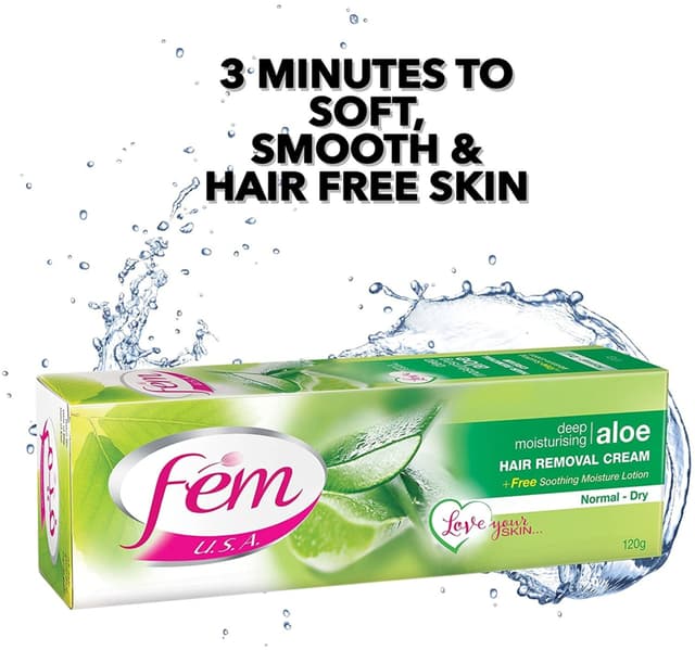 Fem Usa Hair Removal Cream With Aloe Vera For Deep Moisturizing 120 G