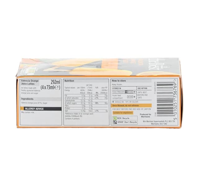 Morrisons The Best Valencia Orange Ice Lollies 4 73 Ml