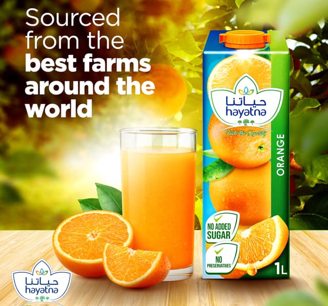 Hayatna No Added Sugar Orange Juice 1 Litre