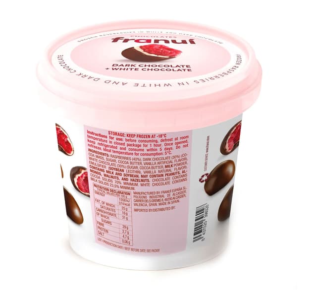Franui Fresh Frozen Raspberries In White And Dark Chocolate 150 g