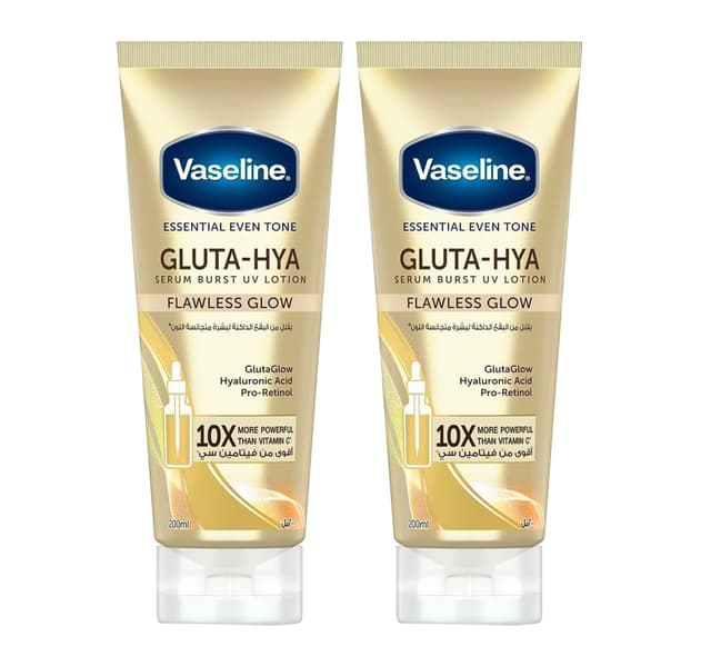 Vaseline Essential Even Tone Flawless Glow Gluta Hya Serum Burst Uv Lotion Value Pack 2 X 200 Ml