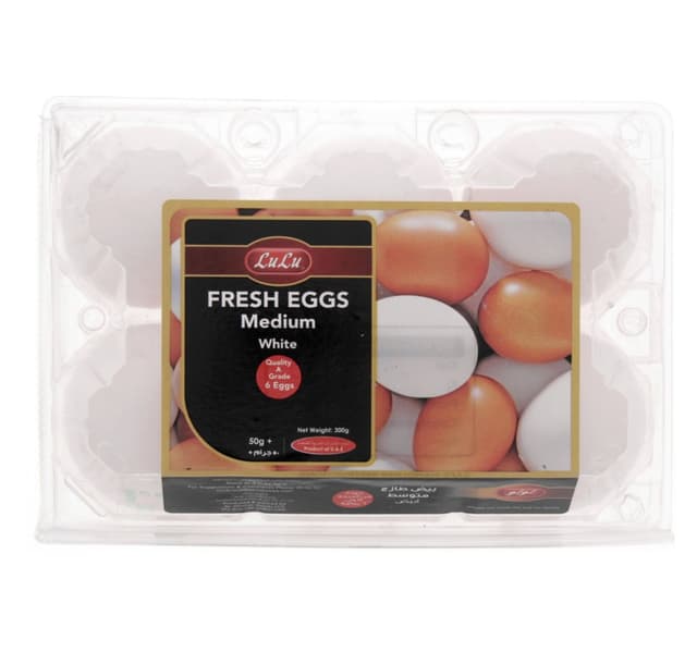 Lulu White Eggs Medium 6 Pcs
