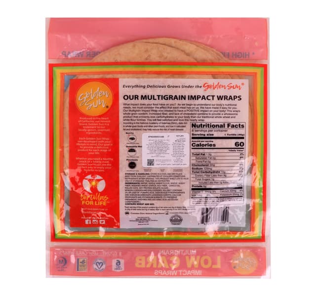 Golden Sun Multigrain Low Carb Impact Wraps 368 G