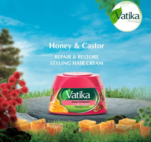 Vatika Repair Restore Styling Hair Cream Honey Castor 140 Ml