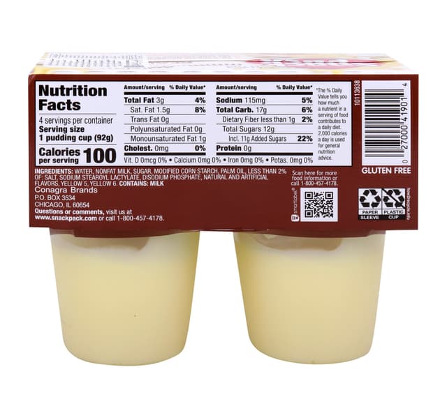 Snack Pack Vanilla Pudding 4 Pcs 368 G