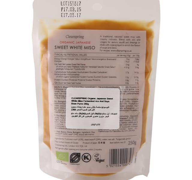 Clearspring Organic Japanese Sweet White Miso Fermented Rice And Soya Bean