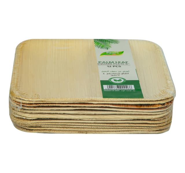 Faani Palm Leaf Square Plate 8 12 Pcs