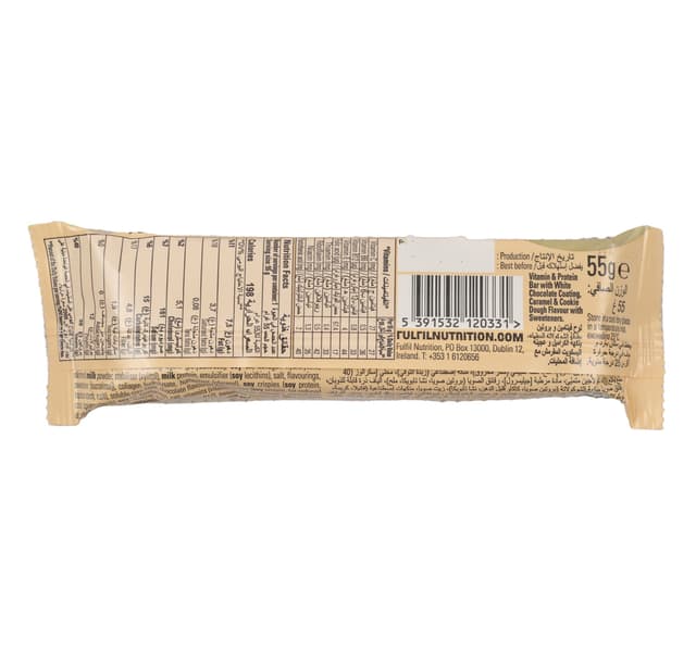 Fulfil 20g Protein 3g Sugar White Chocolate Cookie Dough Vitamin Protein Bar 55 G