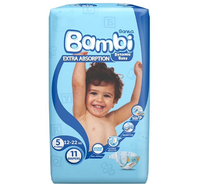 Sanita Bambi Baby Diaper Regular Pack Size 5 Extra Large 1222 Kg 11 Pcs