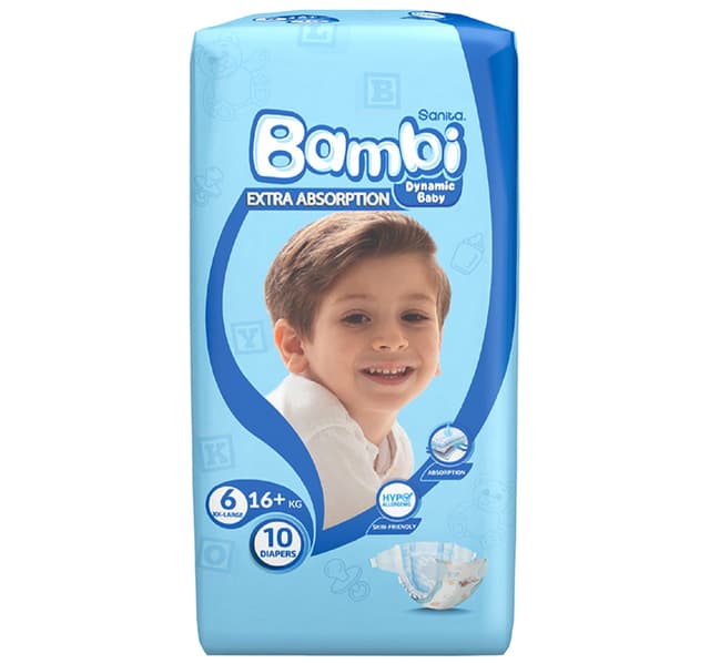 Sanita Bambi Baby Diaper Regular Pack Size 6 Xxlarge 16 Kg 10pcs