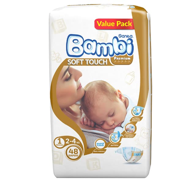 Sanita Bambi Baby Diaper Value Pack Size 1 Newborn 24 Kg 48 Pcs
