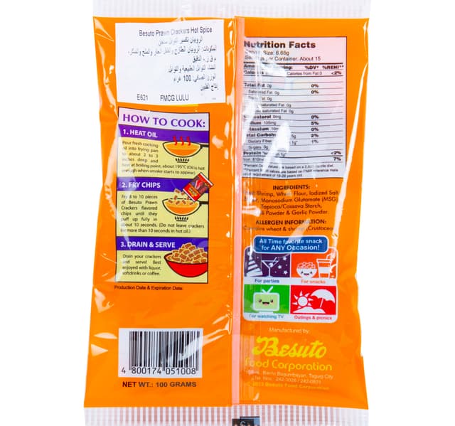 Besuto Prawn Crackers Hot Spice 100 G
