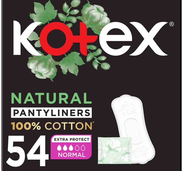 Kotex Natural Panty Liners 100 Cotton Normal Size 54 Pcs