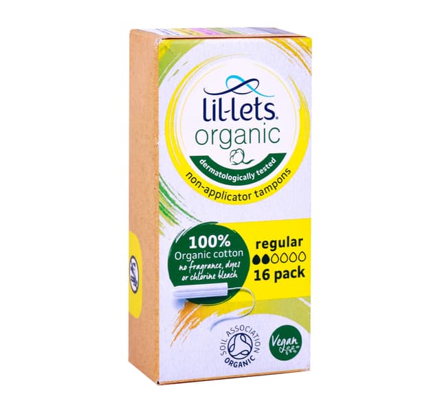 Lillets Organic Nonapplicator Tampons Regular 16 Pcs