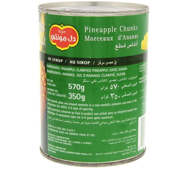 Del Monte Pineapple Chunks In Syrup 570 G