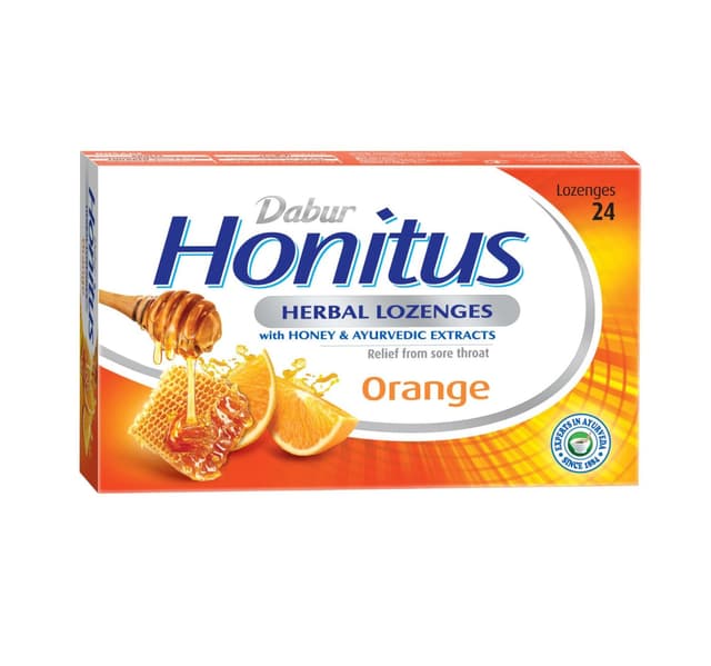 Dabur Honitus Herbal Lozenges With Orange Flavor 24 Pcs
