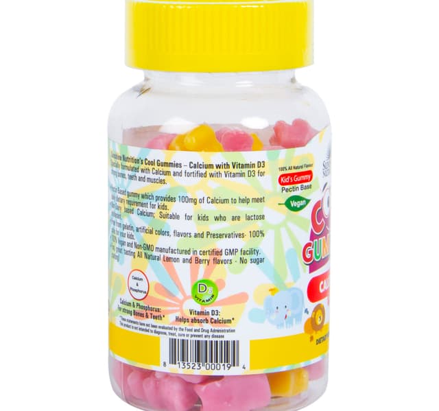 Sunshine Nutrition Cool Gummies Calcium With Vitamin D3 60pcs