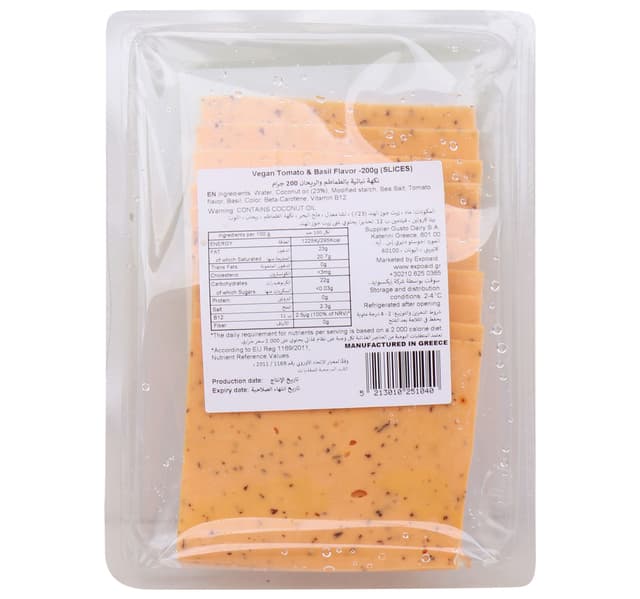 Dvegan Tomato And Basil Flavor Cheese In Slices 200 G