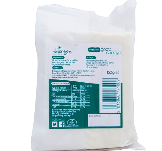 Delamere Medium Goats Cheese 150 G