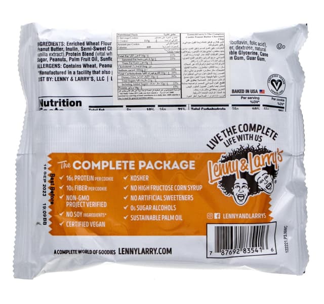 Lenny Larrys The Complete Cookie Peanut Butter Chocolate Chip 113 G