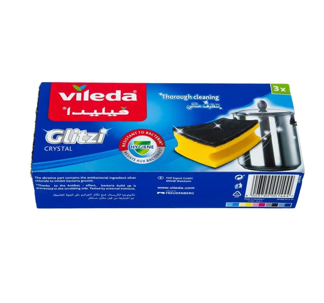 Vileda Glitzi Sponge Scourer Dish Washing High Foam 3 Pcs