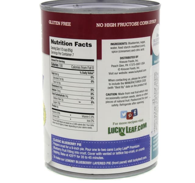 Lucky Leaf Premium Blueberry Fruit Filling Topping 595 G
