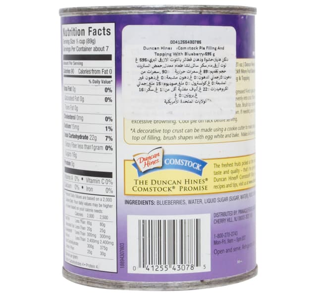 Duncan Hines Comstock Blueberry Pie Filling And Topping 595 G