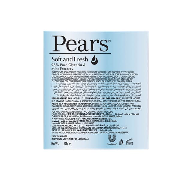 Pears Soft Fresh Soap 4 X 125 G