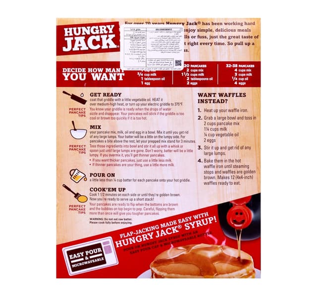 Hungry Jack Pancake Waffle Mix Extra Light Fluffy 907 G