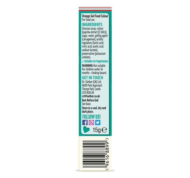 Dr Oetker Gel Food Colour Neon Orange 15 G