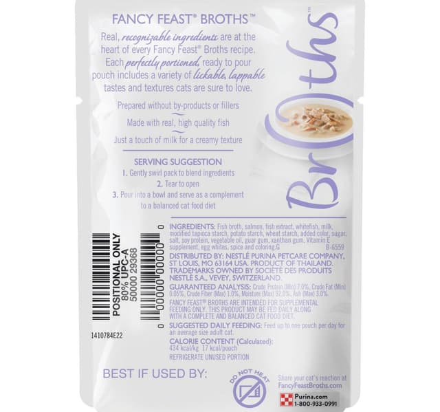 Purina Fancy Feast Broths Salmon Whitefish Wet Cat Food 40 G