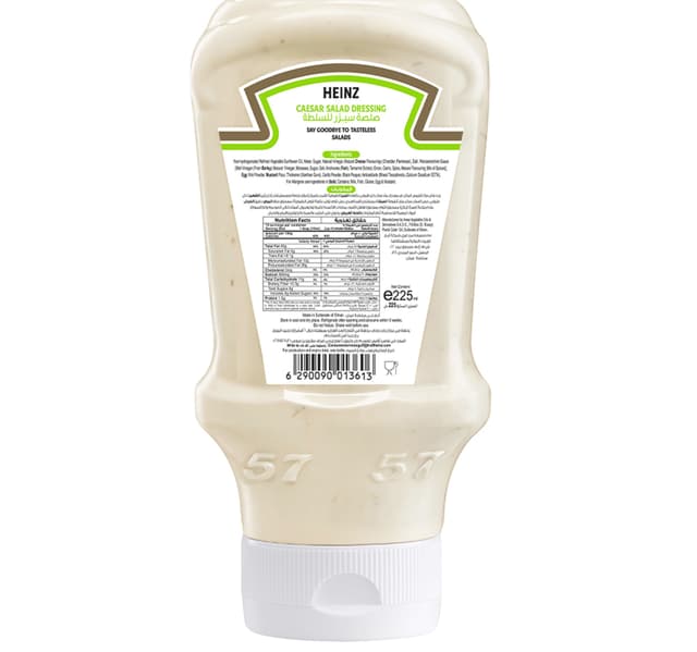Heinz Creamy Caesar Salad Dressing Top Down Squeezy Bottle 225 Ml