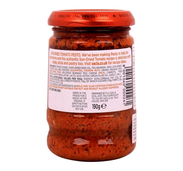 Sacla Sun Dried Tomato Pesto 190 G
