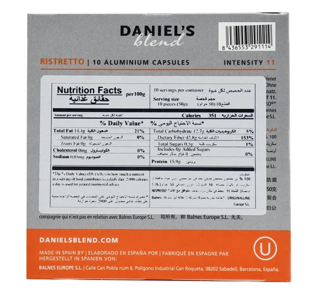 Daniels Blend Ristretto Coffee Capsules 10pcs 50 G