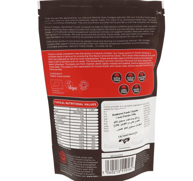 Rainforest Foods Organic Cacao Powder 250 G