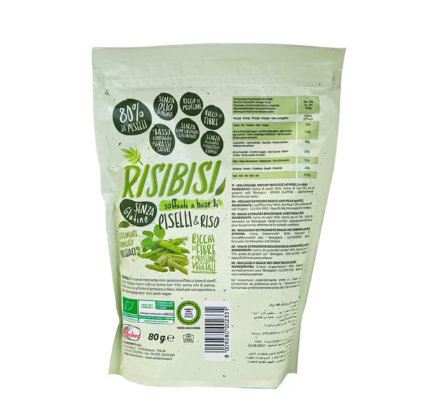 Valledoro Organic Snack With Peas And Rice 80 g