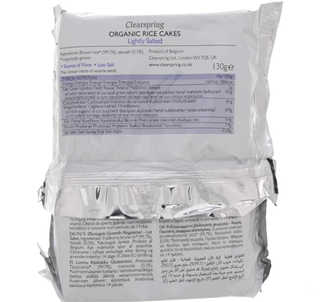 Clearspring Organic Rice Cakes Lightly Salted 130 G