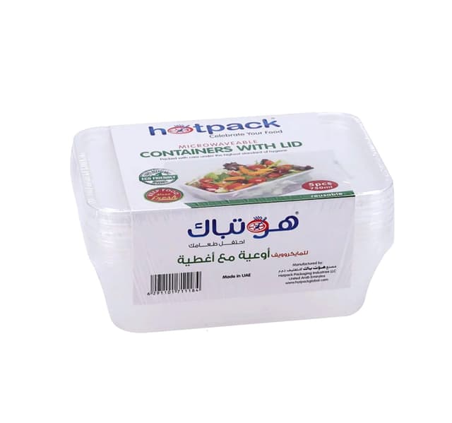 Hotpack Microwavable Container With Lid Capacity 750 Ml 5 Pcs