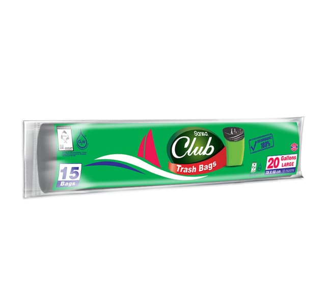 Sanita Club Trash Bags Large 20 Gallons Size 78 X 68cm 15 Pcs