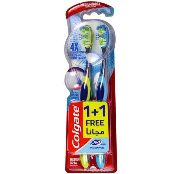 Colgate 360 Interdental Medium Toothbrush 2 Pcs