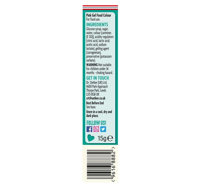 Dr Oetker Gel Food Colour Extra Strong Pink 15 G