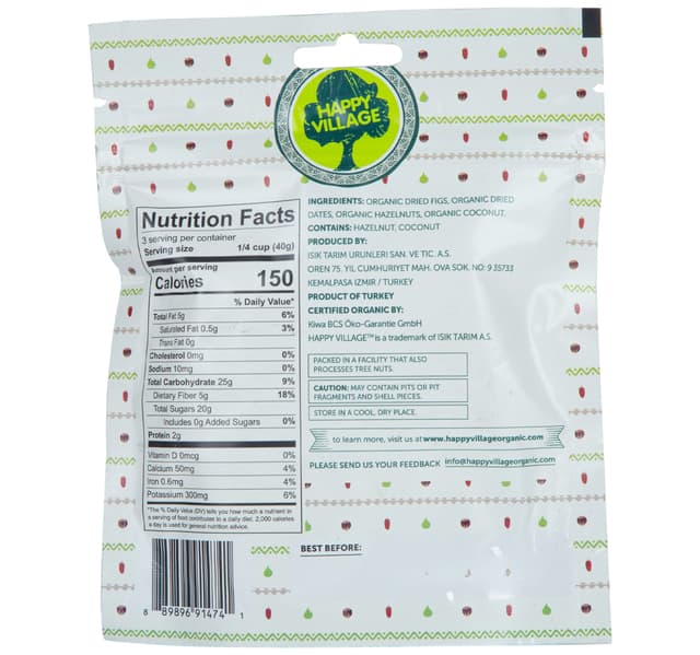 Happy Village Organic Fig Nut Bites Date 120 G