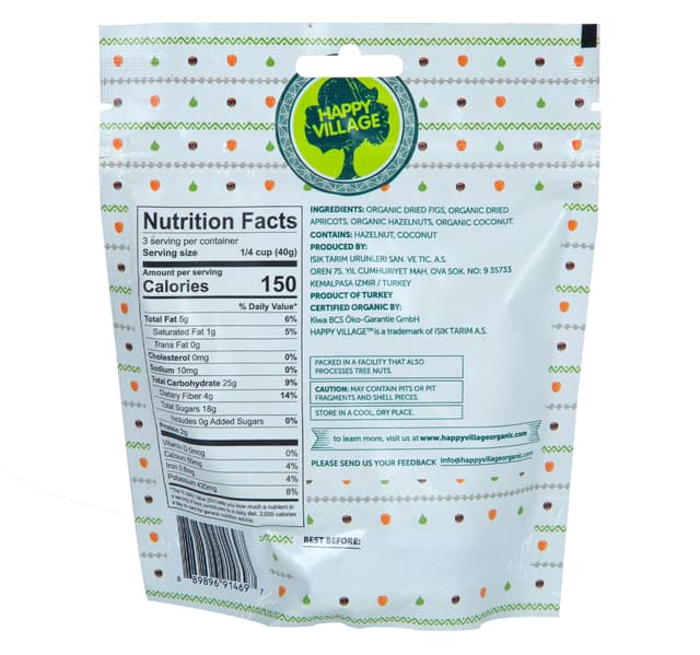 Happy Village Organic Fig Nut Bites Apricot 120 G